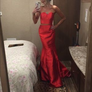 Red Two piece ball gown